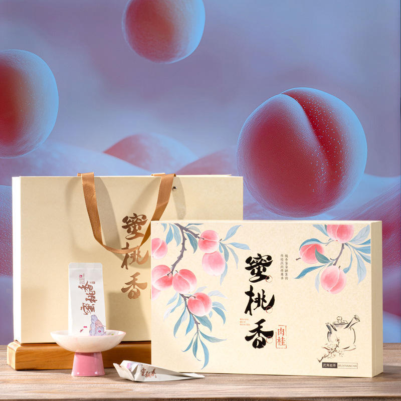 New tea Wuyishan tea peach fragrant meat osmanthus fragrant dahongpao rock tea old fir flower perfume fairy gift box gift box