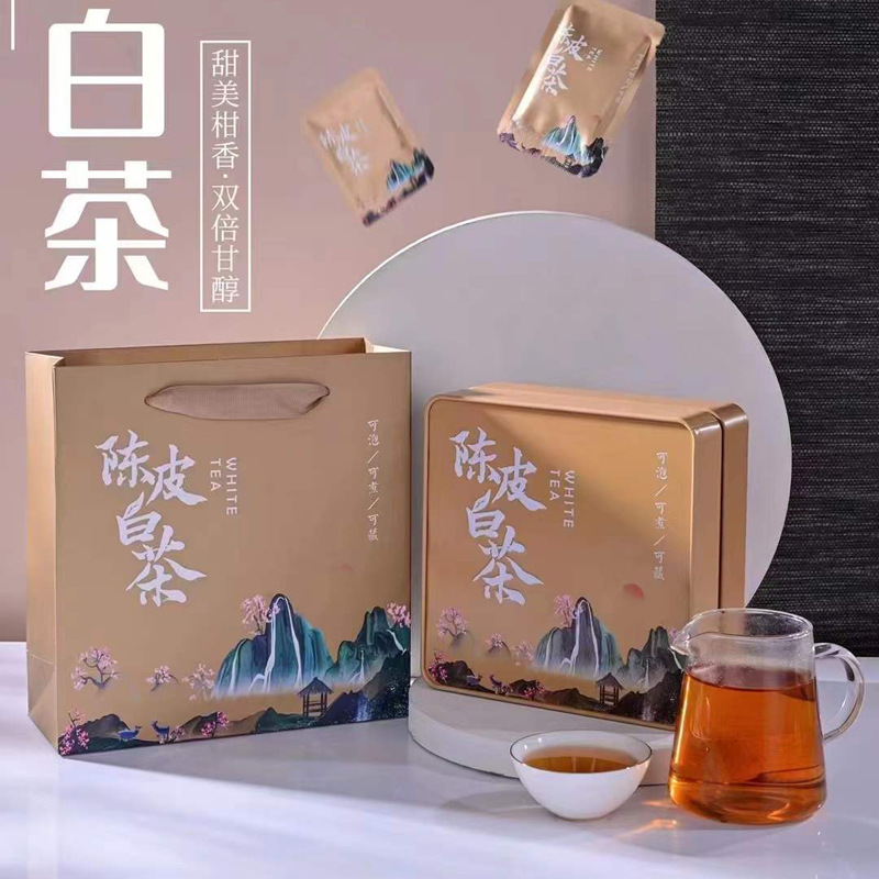 Chenpi white tea Shoumei old white tea Xinhui Chenpi independent small bubble packaging tea single box with gift bag