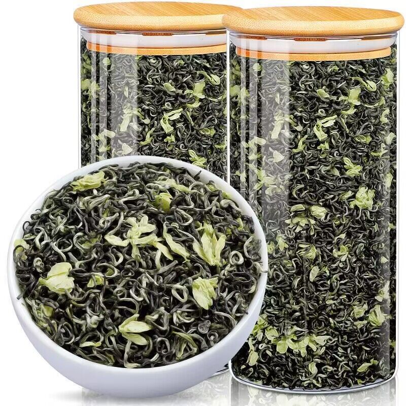 New tea, jasmine tea, authentic rain-before-rain jasmine tea, fragrant, foam-resistant, herbal tea, glass jar, gift box