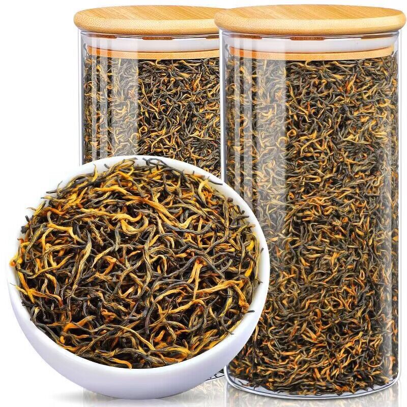 2023 New Tea Jinjunmei Black Tea Luzhou-flavor honey aroma Yangwei Jinjunmei 500g glass jar in gift box
