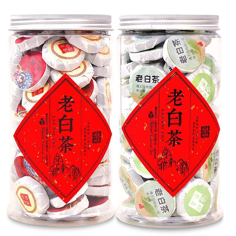 Fujian old white tea tangerine peel white tea aged tribute eyebrows Shoumei mini tea cake 250g 500g canned