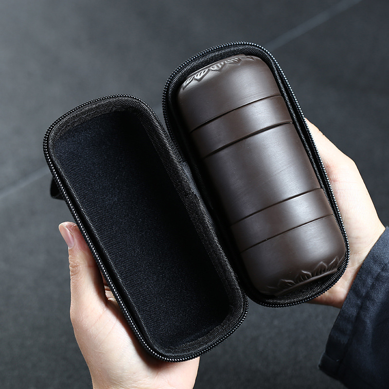 Purple sand concentric cups travel tea set combination portable ceramic teapot Kung Fu Kuaike cups holiday gifts wholesale