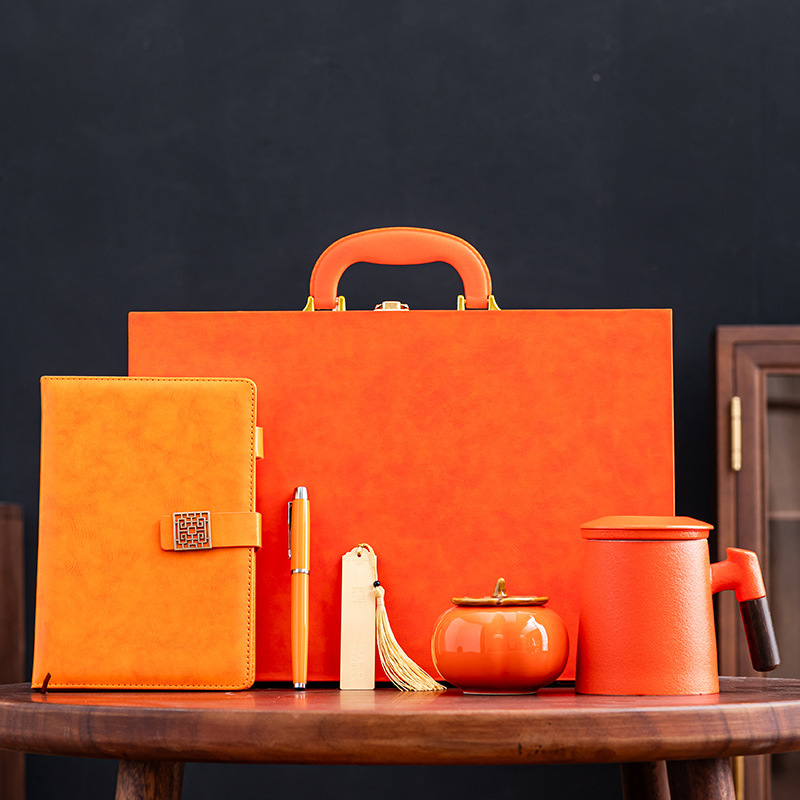 Company annual meeting business gift set printed logo ceramic tea cup gift box corporate anniversary gift accompanying gift