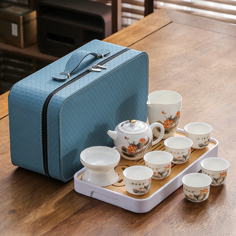 Travel tea set 2024 new portable storage bag Yangzhiyu outdoor camping tea cup tea tray