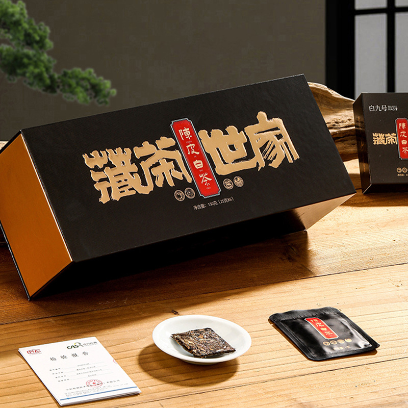 Factory goods Tongtong Tibetan tea family tangerine peel white tea Fuding white tea gift box packaging small square slices white tea source factory