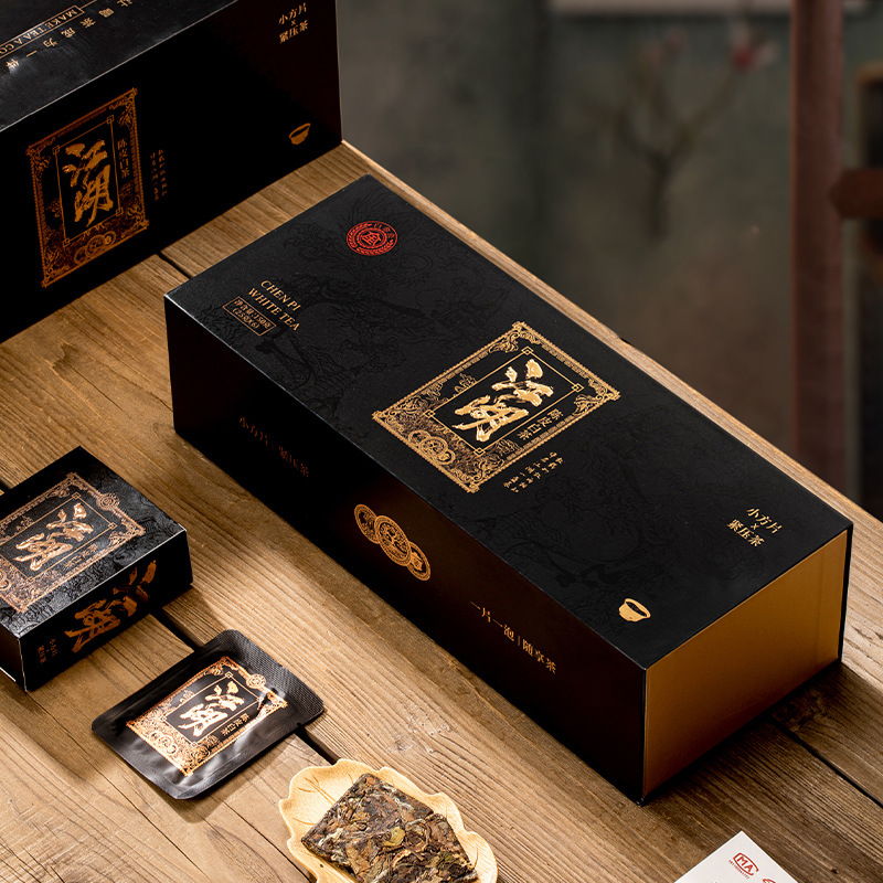 Factory Huotong tangerine peel white tea small square slices Fuding old white tea gift box, one piece from the source manufacturer