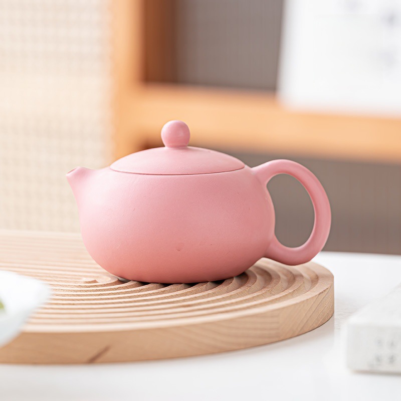 Internet celebrity noble pink handmade purple sand Xishi teapot creative simple teapot high-end home office gift manufacturer