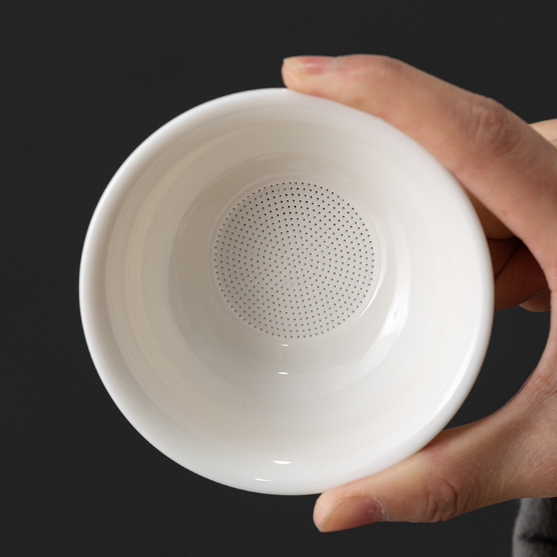 Ceramic tea leakage separation tea filter Dehua white porcelain tea filter Kung Fu tea accessories funnel tea filter