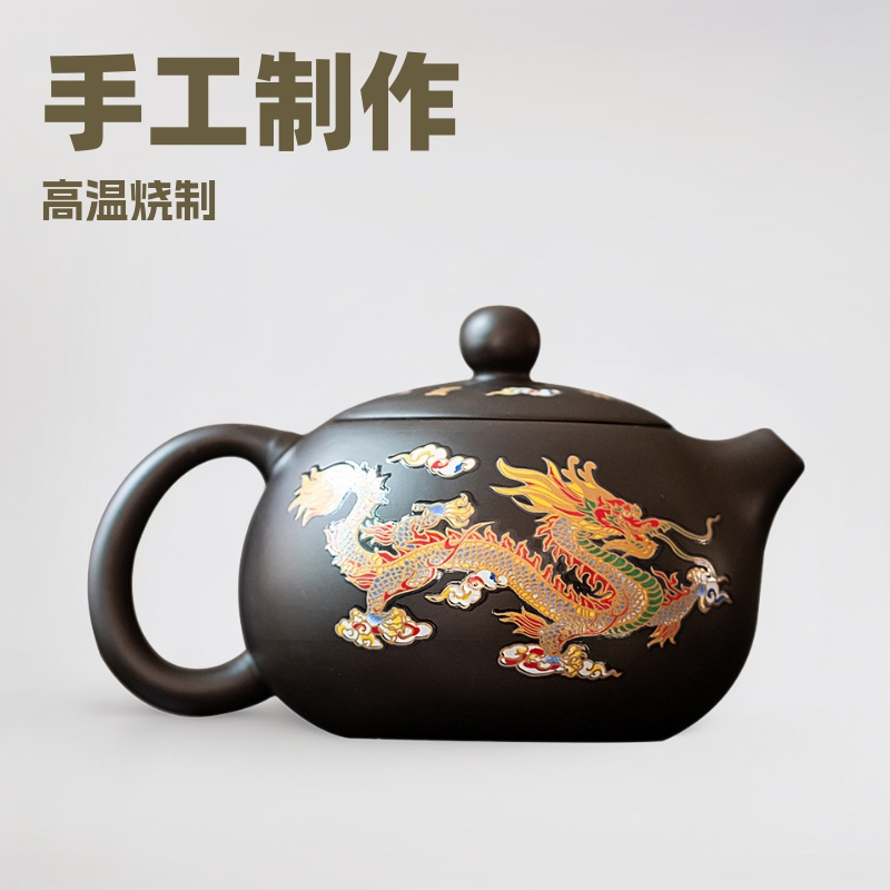 Original manufacturer Fengming pot changes color when exposed to heat, purple sand pot handmade dragon and phoenix Chengxiang large teapot tea pot Xishi pot