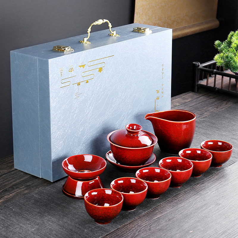Kiln change tea set, office guest teapot, tea maker, tea maker, ceramic kung fu tea set, household