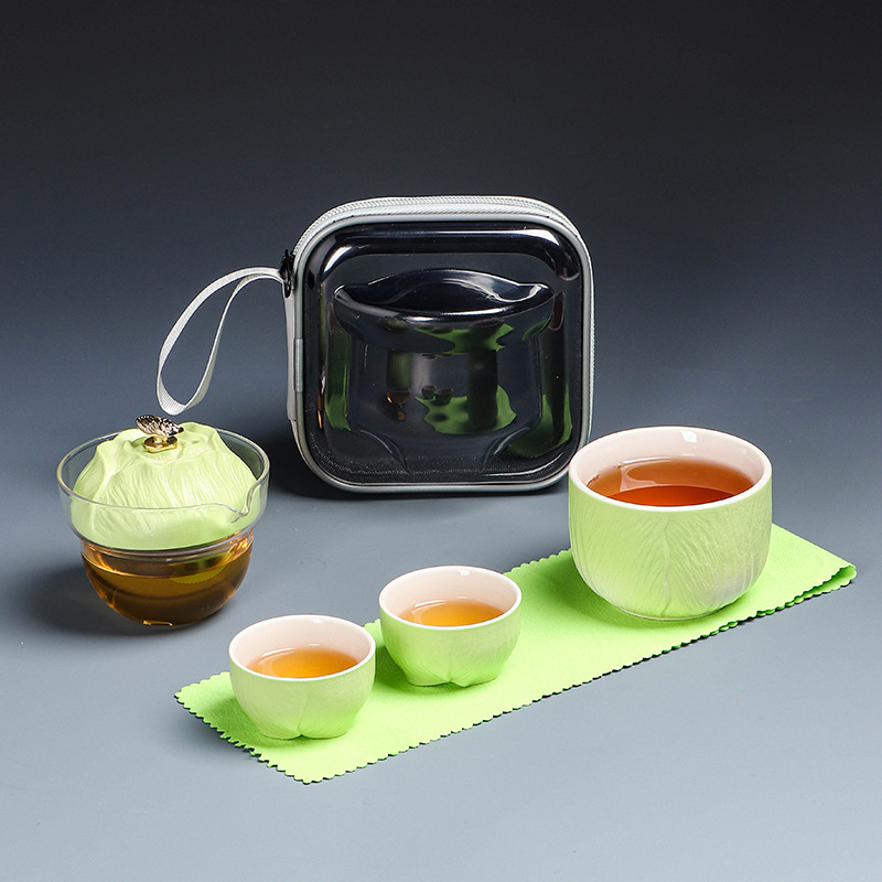 Kuaike cup, one pot, three cups, kung fu tea set, portable ceramics, travel tea maker, tea cup, camping festival gift