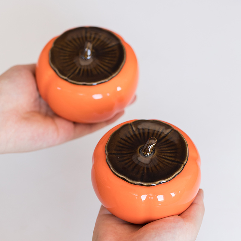 Ceramic persimmon tea cans, candy, wedding candies, practical sealed cans, tea set, gifts, decorations, activities, accompanying gifts