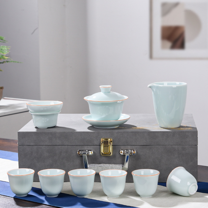 Manufacturers celadon kung fu tea sets accompanied by hand gifts, household ceramics tea making for guests, business gifts tea sets wholesale