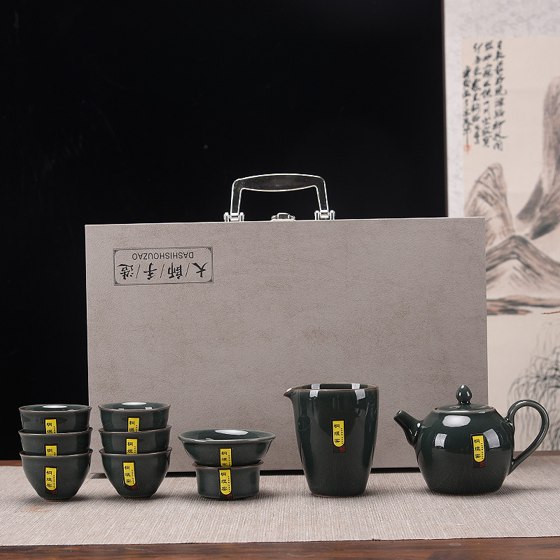 Ge Yao Kung Fu Tea Set Accompanied by Hand Gifts Home Office Business Conference Gifts Ceramic Tea Set Gift Box with LOGO