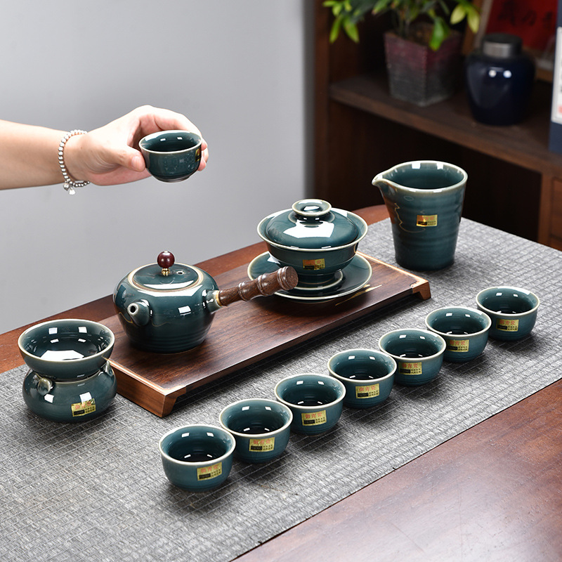 Celadon Kung Fu Tea Set Household Light Luxury Office Reception Tea Set Gift Box Gifts for Customers Gift Logo