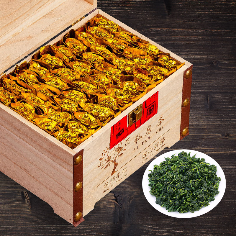 Solid wood gift box, tea, Luzhou-flavor Anxi Oolong tea, Tieguanyin alpine orchid fragrance, 500g, gift tea, special grade