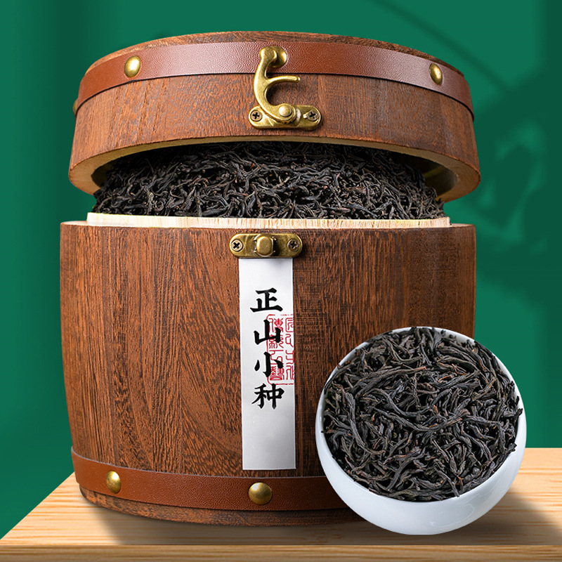Factory wholesale Wuyishan black tea Zhengshan small tea wholesale wooden barrel gift box 500g gift tea wholesale