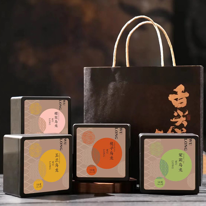 Business tea gift, Chinese tea drink, Magnolia, Gardenia, Cherry Blossom, Jasmine, Oolong tea, tea bag, gift box, high-end gift.