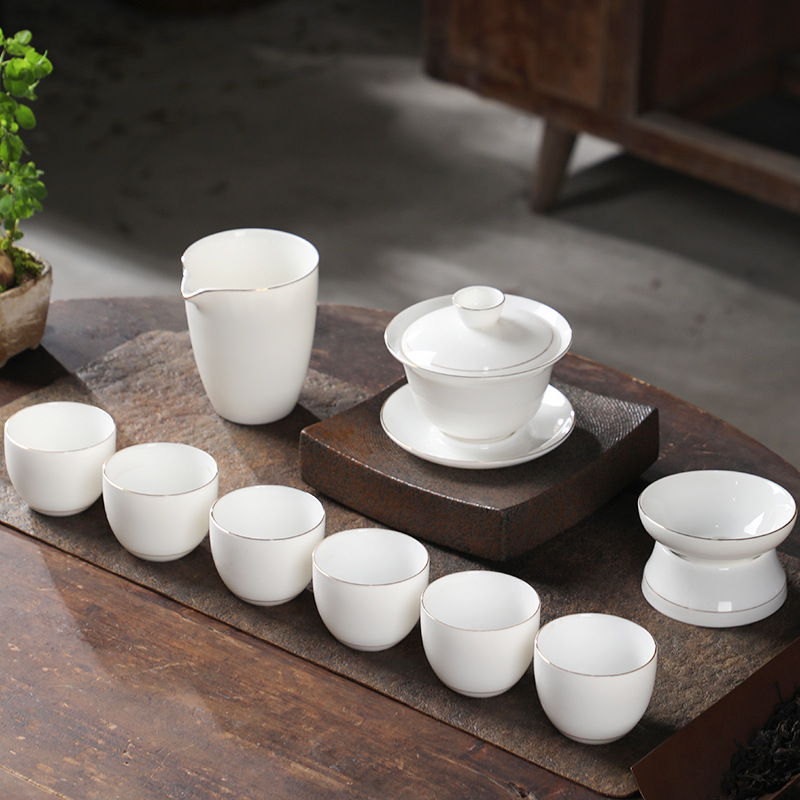 羊脂玉茶具白瓷纯白茶具德化玉瓷功夫茶具批发轻奢礼盒装logo