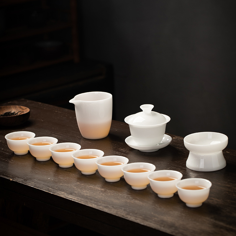 冰种茶具套装羊脂玉玉瓷功夫茶具办公家用轻奢高档公司节日伴手礼