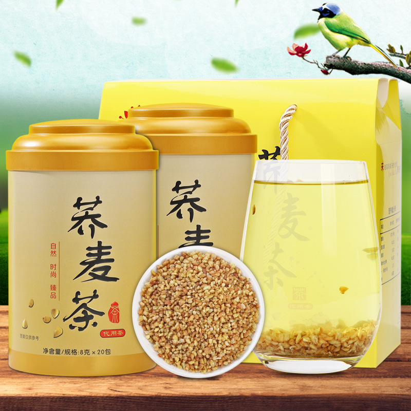 Golden Buckwheat Tea, Original Flavor, Natural Barley-scented Buckwheat Tea, Baked Health Tea, Canned, Small Bubble, gift box, 320g