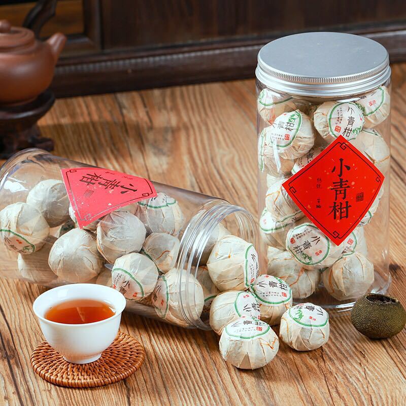 新会小青柑橘普柑橘5年宫廷普洱茶桔普茶新会陈皮熟茶叶礼盒罐装