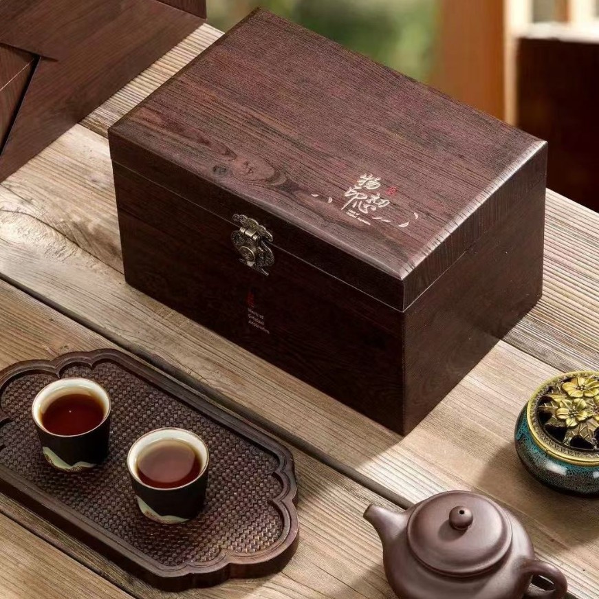 福鼎白茶高档木盒复古茶叶礼盒装白茶茶叶罐老白茶自己喝送人有面