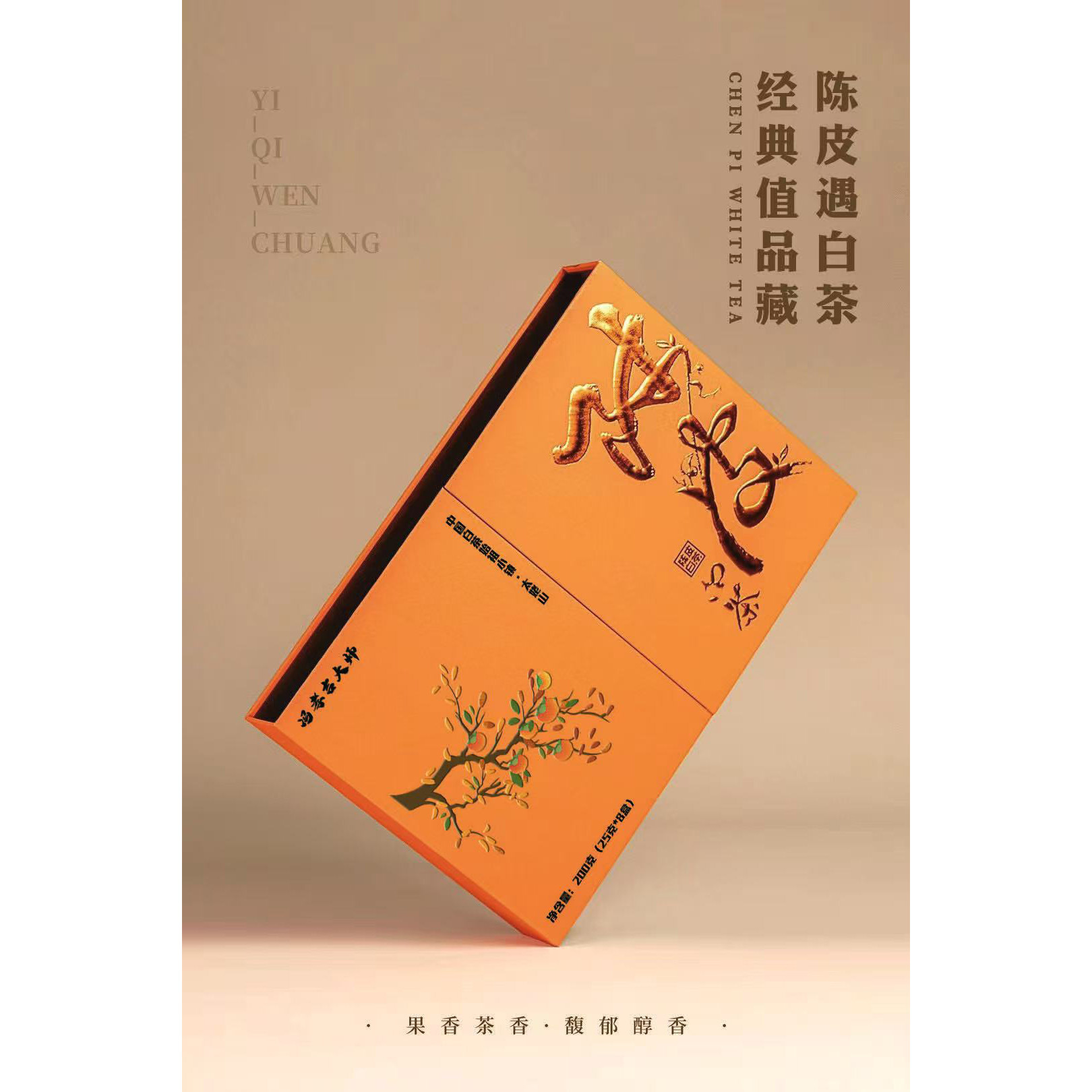 陈皮白茶小茶饼茶叶礼盒装福鼎老白茶新会陈皮送礼送长辈