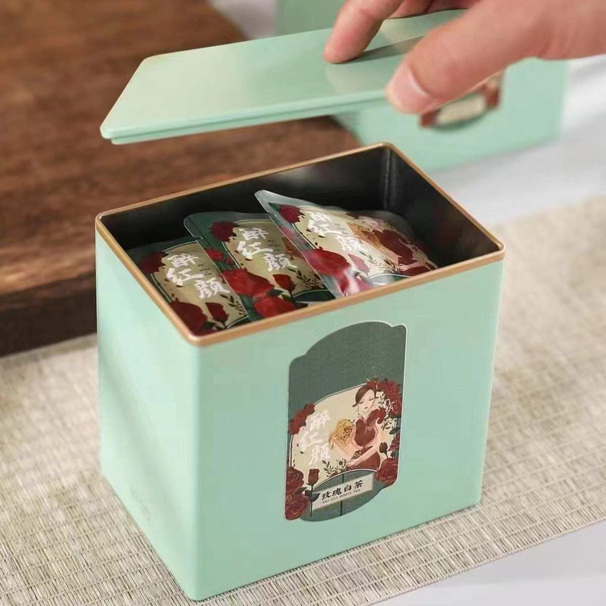 花草茶养生玫瑰白茶紧压茶适合女生喝的茶独立小泡袋精致罐装
