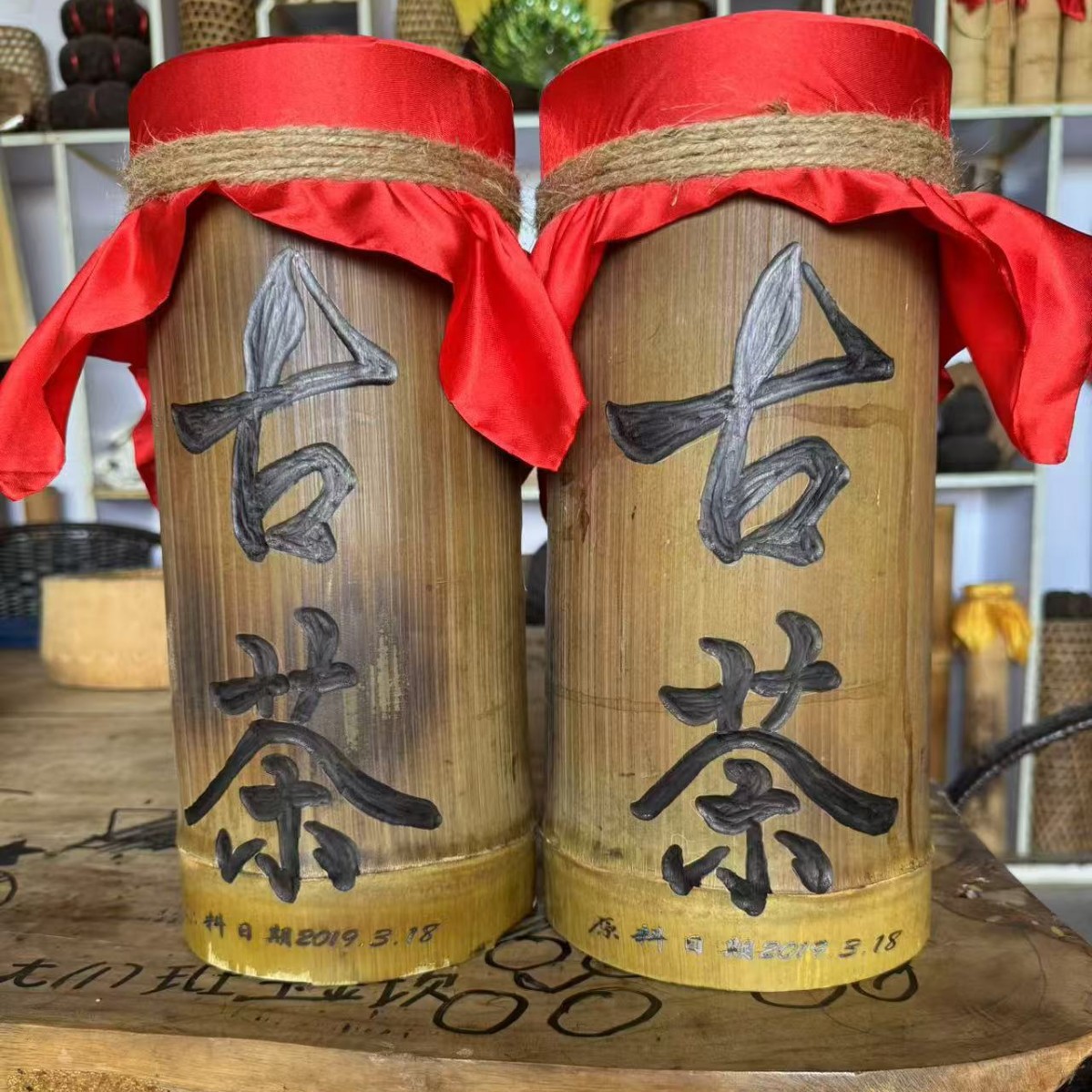 14-year-old dry warehouse Pu 'er tea head spring ancient tree handmade raw tea 3000g bamboo tube tea source tea factory Zhiyuncang