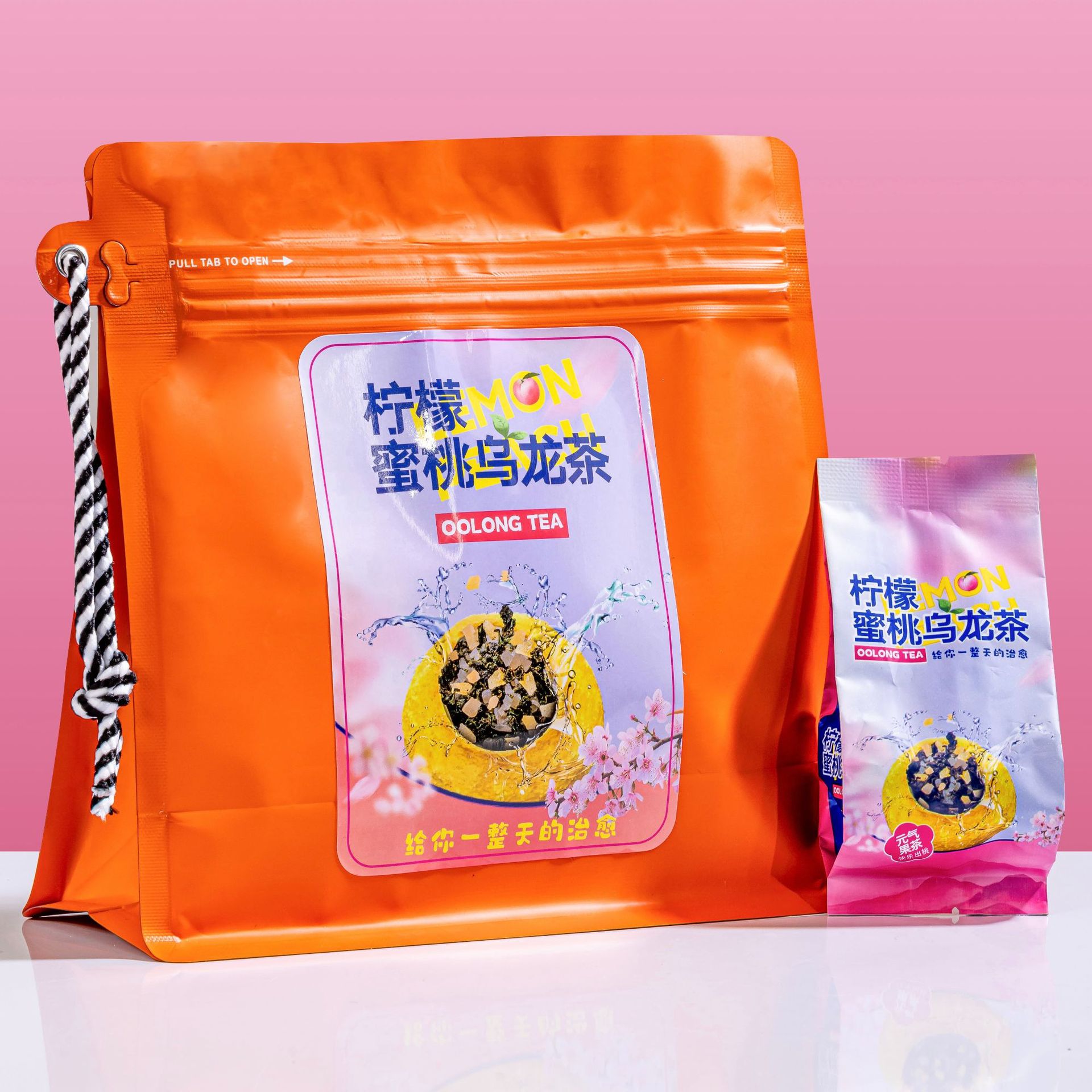 Internet celebrity lemon peach oolong tea independent packaging small bubble cold bubble flower tea lemon fruit tea wholesale delivery