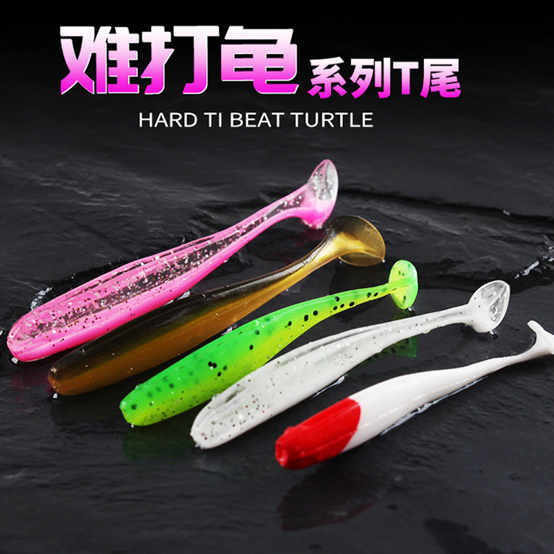 Luya fake bait special T-tail soft bait noodles lead head hook soft insect chuatsi perch tilted mouth fresh water kill wild fishing