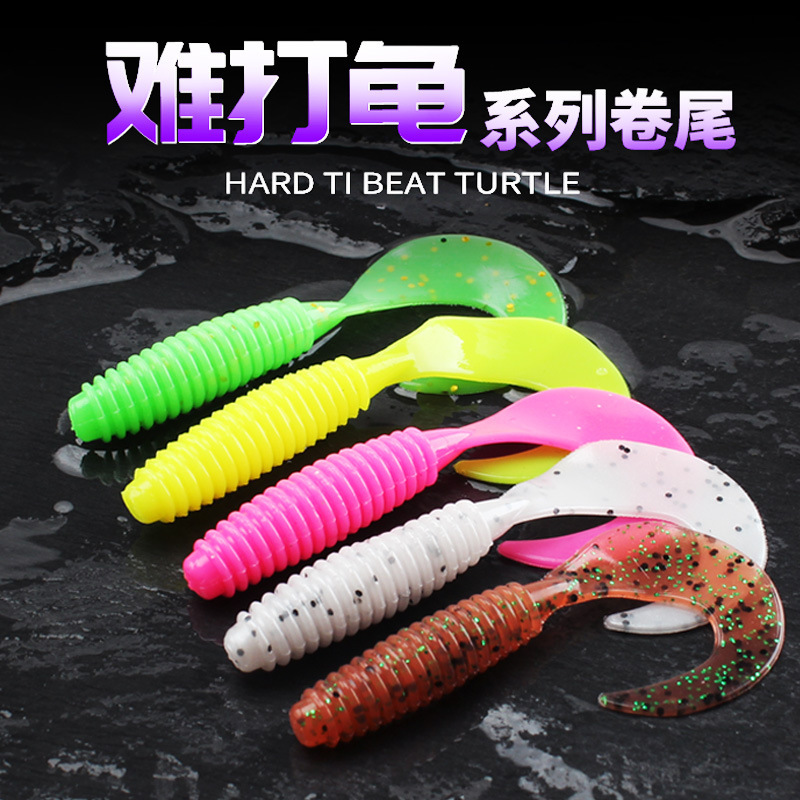 Japanese Luya bait t tail soft insect bait micro matter lead head hook set long-range throwing fake bait Perch Mandarin fish crooked mouth curled tail bait