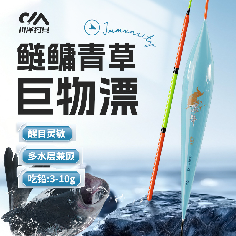 Chuanze silver carp and bighead carp float with thick tails clear and eye-catching large objects float resistant to water, wind and waves, new fishing float