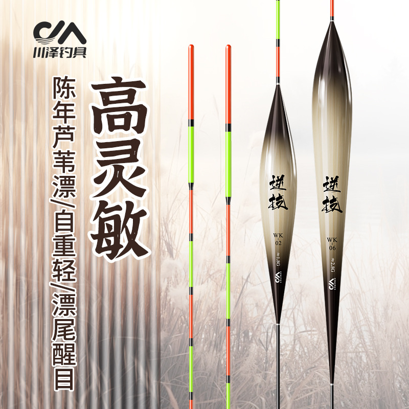 Chuanze authentic WK handmade reed float with shell, high-sensitive and eye-catching thickened buoy, light-mouthed carp and crucian fish float