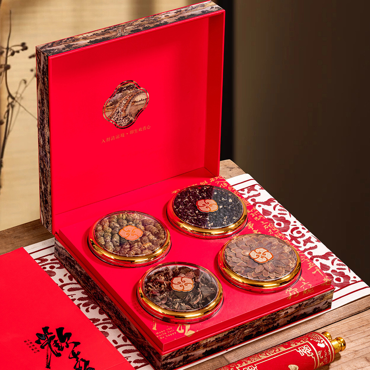 Red ginseng slices, gift box, combination package, gift gift to elders, gift to leaders, American ginseng, whole slices, nourishing and health gift