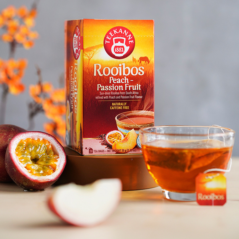Teekanne imported peach passion fruit, South Africa Louis Bois rooibos health bag, soaking fruit tea bag